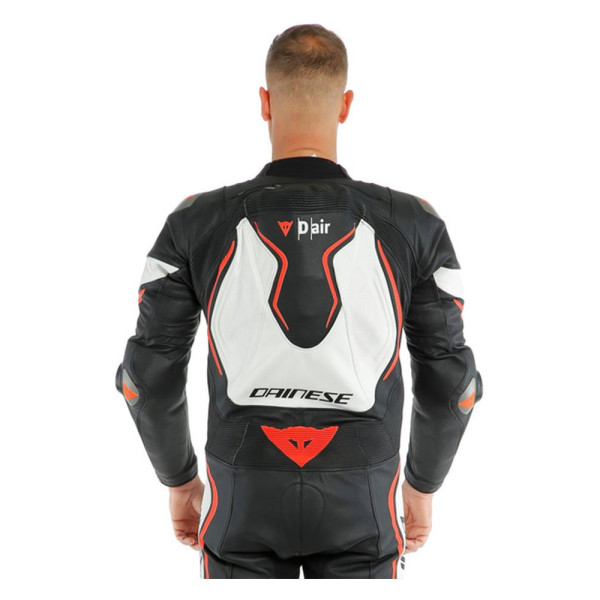 Мотоцикловий комбінезон одночастинний Dainese Misano 2 D-Air® з повітряною подушкою чорний-біло-червоний