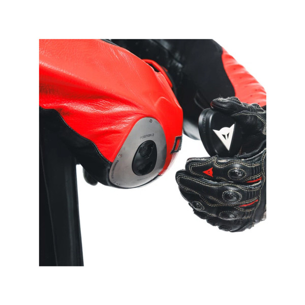 Мотоциклетний комбінезон одночастинний Dainese Mugello 3 D-Air® з повітряною подушкою перфорована версія чорний-червоний-білий
