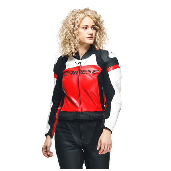 Двочастинний мотоциклетний комбінезон жіночий Dainese Mirage чорний-червоний-білий нестандартні розміри