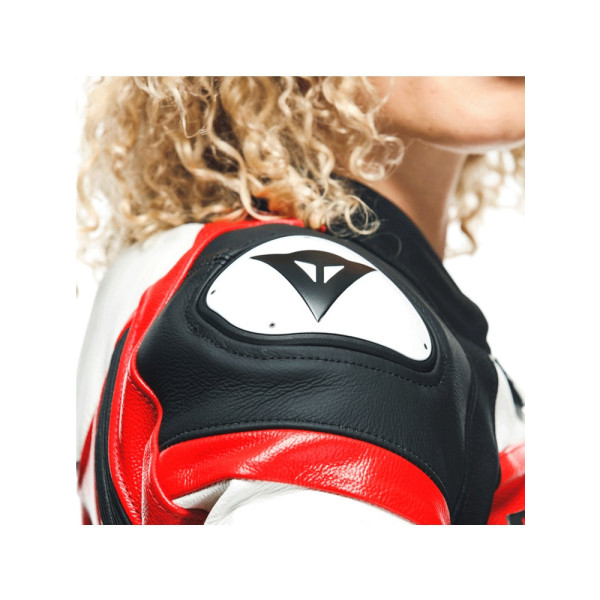 Двочастинний мотоциклетний комбінезон жіночий Dainese Mirage чорний-червоний-білий нестандартні розміри