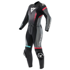 Двочастинний жіночий мотоциклетний комбінезон Dainese Fulminea чорний-сірий-білий