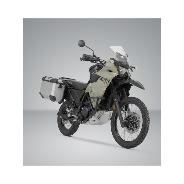 Комплект: бічні кофри + стійка PRO TRAX ADV SW-MOTECH 45/37 для мотоцикла Kawasaki KLR 650 / S (22-) (ємність 37 і 45 L) срібні