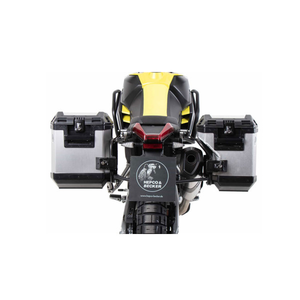 Комплект: бічні кофри + кріплення Hepco&Becker Xplorer Cutout для Aprilia Tuareg 660 (22-24) срібні