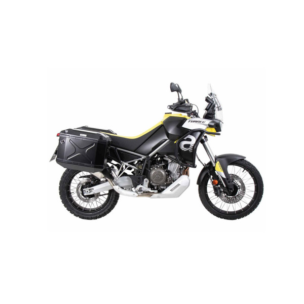 Комплект: бічні кофри + кріплення Hepco&Becker Xplorer Cutout для Aprilia Tuareg 660 (22-24) чорні