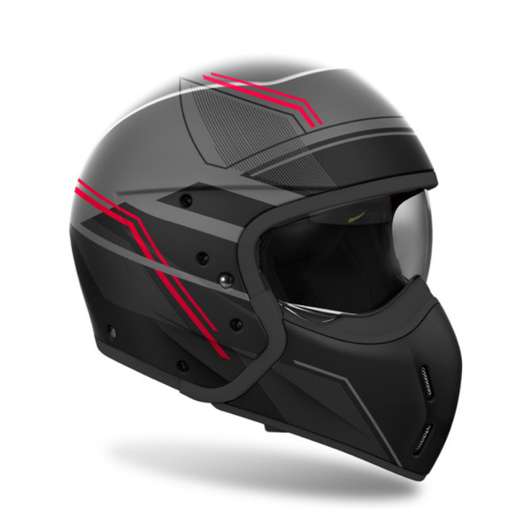 Модульний шолом Airoh J110 Slim чорний-червоний матовий