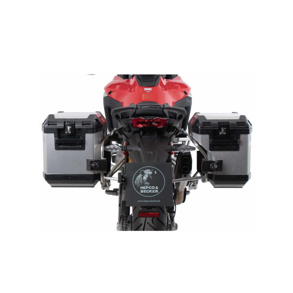 Комплект: бічні кофри + кріплення Hepco&Becker Xplorer Cutout для Ducati Multistrada V4 / S / S Sport (21-24) срібний