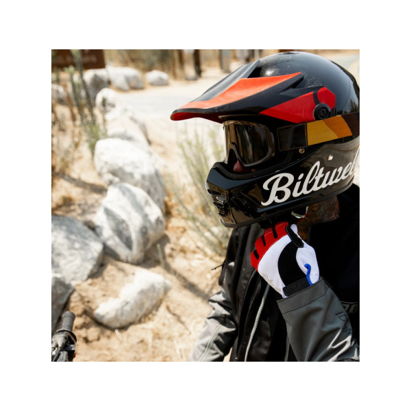 Рукавички кросові Biltwell Moto червоно-біло-чорні