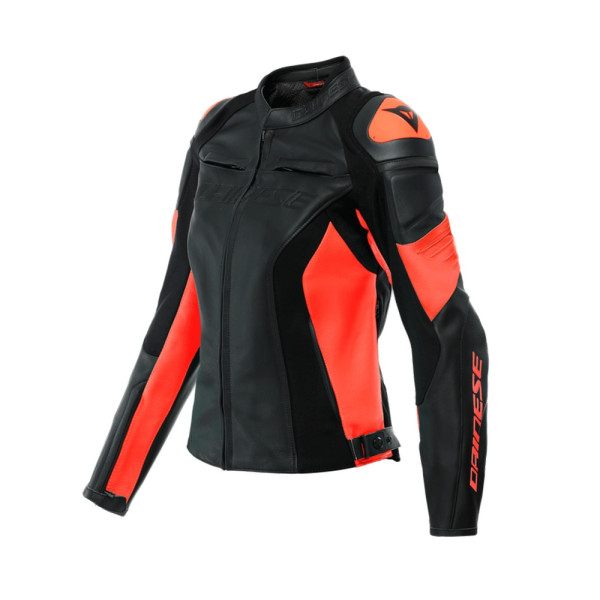 Куртка мотоцикловая жіноча шкіряна Dainese Racing 4 чорна-червона