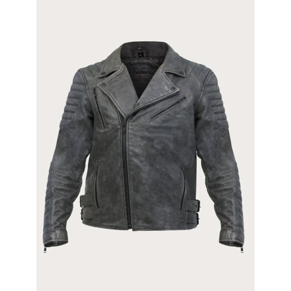 Мотоциклетна куртка шкіряна Broger Ohio Vintage сірого кольору