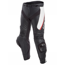 Мотоциклетні штани шкіряні Dainese Delta 3 чорні-білі-червоні