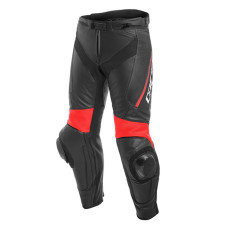 Мотоциклетні шкіряні штани Dainese Delta 3 чорні-флюо червоні