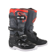 Дитячі мотоциклетні черевики Alpinestars Tech 7S чорні-сірі-червоні флуо