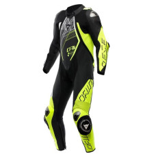 Мотоциклетний комбінезон одночастинний Dainese Audax D-Zip перфорована версія чорний-жовто-білий