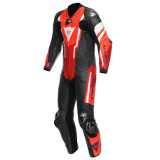 Мотоциклетний комбінезон одночастинний Dainese Misano 3 D-Air з повітряною подушкою перфорована версія чорний-червоний-білий
