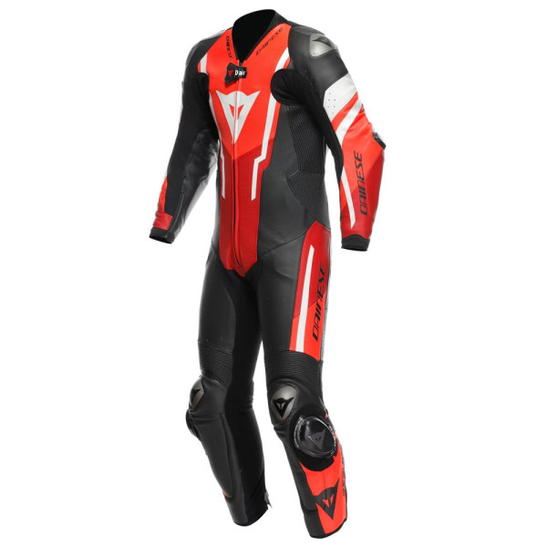 Мотоциклетний комбінезон одночастинний Dainese Misano 3 D-Air з повітряною подушкою перфорована версія чорний-червоний-білий
