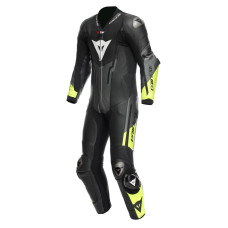 Мотоциклетний комбінезон одночастинний Dainese Misano 3 D-Air з повітряною подушкою перфорована версія чорний-сірий-жовтий