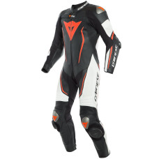 Мотоцикловий комбінезон одночастинний Dainese Misano 2 D-Air® з повітряною подушкою чорний-біло-червоний