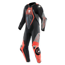 Мотоциклетний комбінезон одночастинний Dainese Audax D-Zip перфорована версія чорний-червоний-сірий