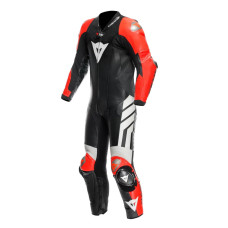 Мотоциклетний комбінезон одночастинний Dainese Mugello 3 D-Air® з повітряною подушкою перфорована версія чорний-червоний-білий