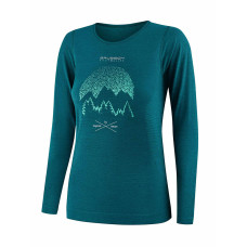Жіноча термоактивна футболка з довгим рукавом Brubeck Outdoor Wool Pro зелена