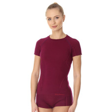 Жіноча футболка Brubeck Active Wool з коротким рукавом сливова