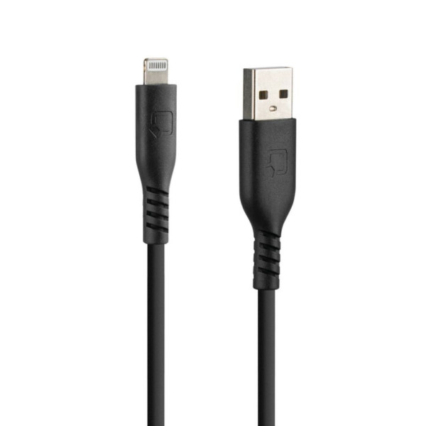 Кабель USB A з виходом Apple 8 Pin Лампа 20 см силіконовий чорний