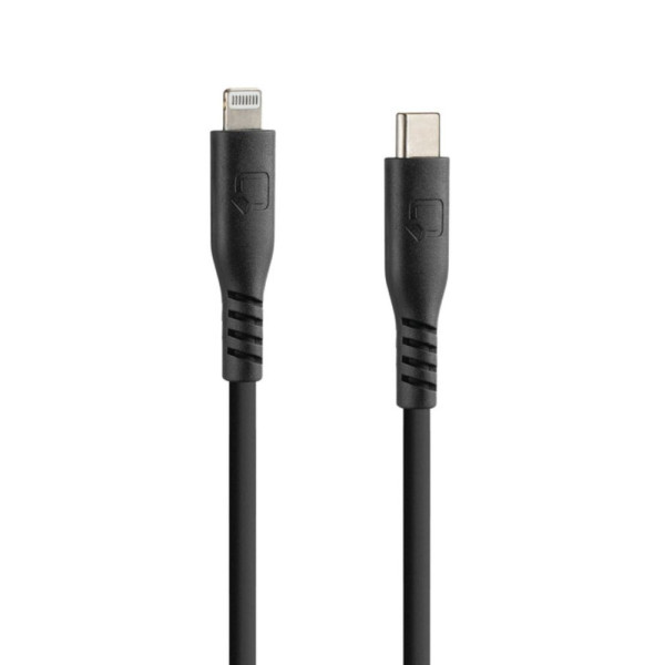 Кабель USB C з виходом Apple 8 Pin Лампа 20 см силіконовий чорний