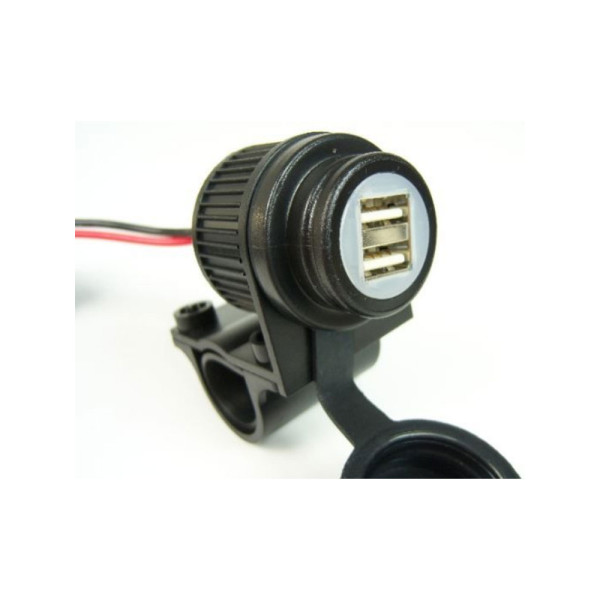 Зарядний пристрій Dual USB Touratech з кріпленням на кермі 22 мм / 25 мм 12/24V