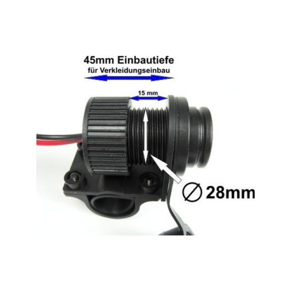 Зарядний пристрій Dual USB Touratech з кріпленням на кермі 22 мм / 25 мм 12/24V