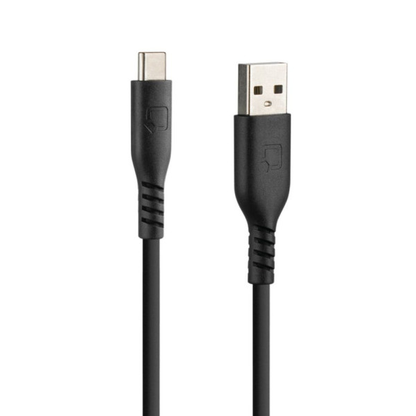 Кабель USB A з виходом USB типу C Лампа 20 см силіконовий чорний