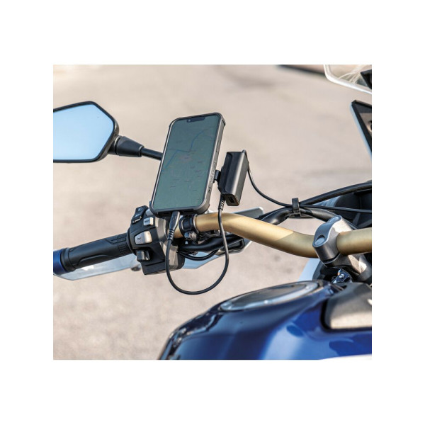 Подвійний, водонепроникний зарядний пристрій USB Лампа Usb-Fix Trek з кріпленням до керма мотоцикла швидка зарядка; 5400 mA; 12/24 V