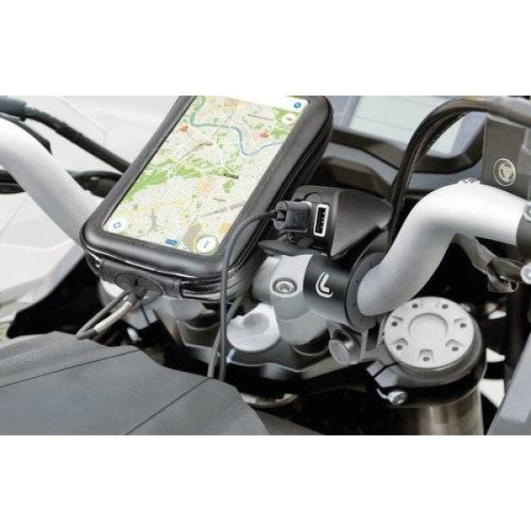 Подвійний, водонепроникний зарядний пристрій USB Лампа Usb-Fix Trek з кріпленням до керма мотоцикла швидка зарядка; 5400 mA; 12/24 V