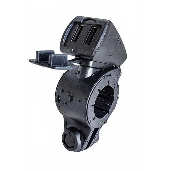 Подвійний, водонепроникний зарядний пристрій USB Лампа Usb-Fix Trek з кріпленням до керма мотоцикла швидка зарядка; 5400 mA; 12/24 V