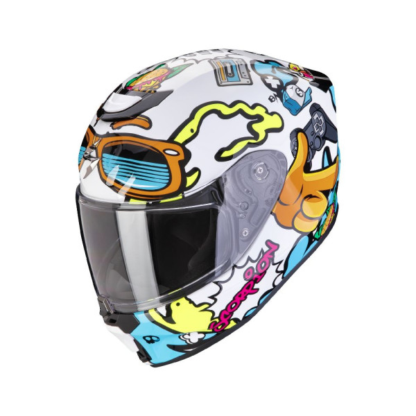 Шолом інтегральний дитячий Scorpion Exo-Jnr Air Fun біло-синій