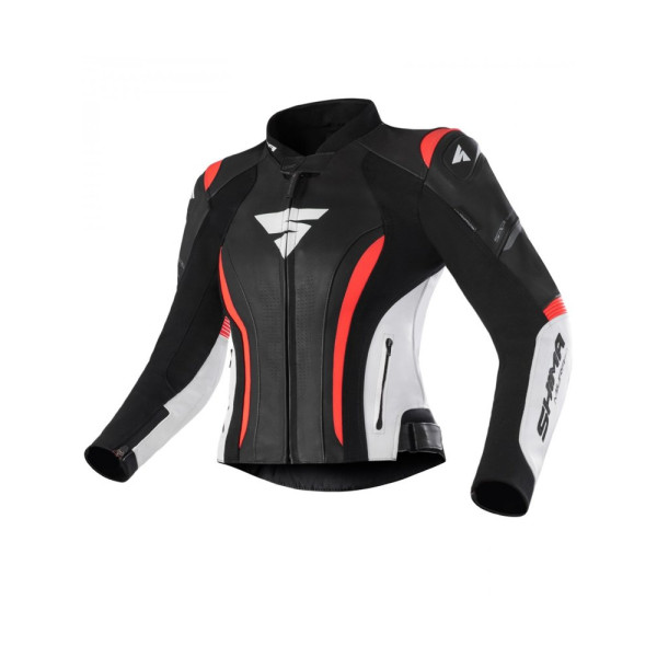 Жіноча мотоциклетна куртка шкіряна Shima Miura 2.0 червона-флуо