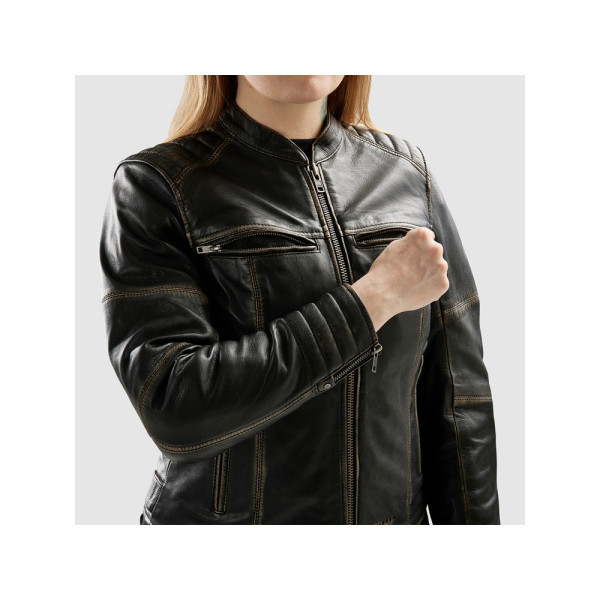 Жіноча мотоциклетна шкіряна куртка Rebelhorn Hunter II коричнева