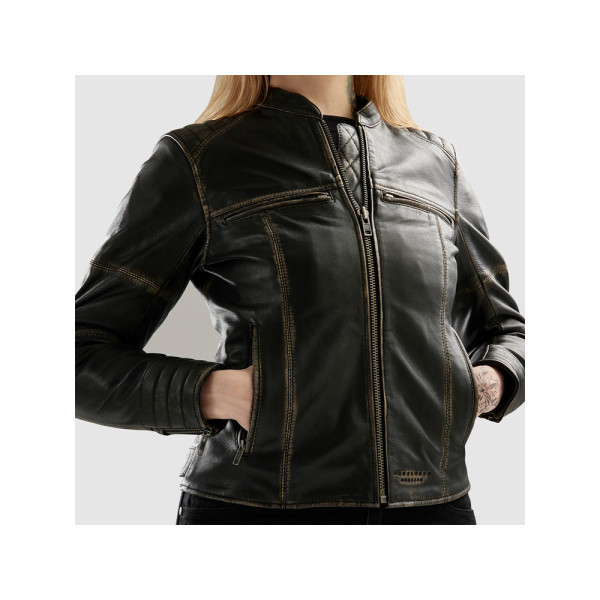 Жіноча мотоциклетна шкіряна куртка Rebelhorn Hunter II коричнева