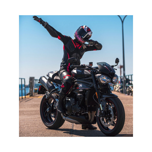 Жіноча мотоциклетна куртка Rebelhorn Rebel чорна-рожева