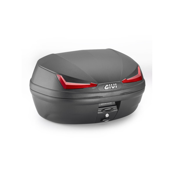Kufer centralny GIVI E455 Simply IV Monolock чорний з червоними відблисками плита в комплекті; об'єм: 45 літрів