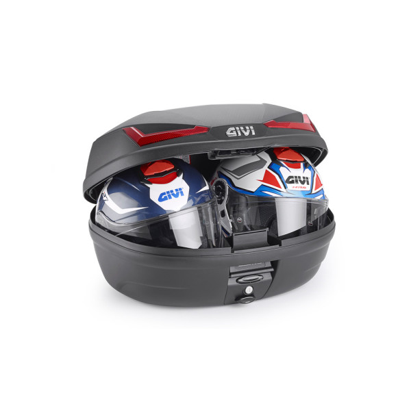 Kufer centralny GIVI E455 Simply IV Monolock чорний з червоними відблисками плита в комплекті; об'єм: 45 літрів