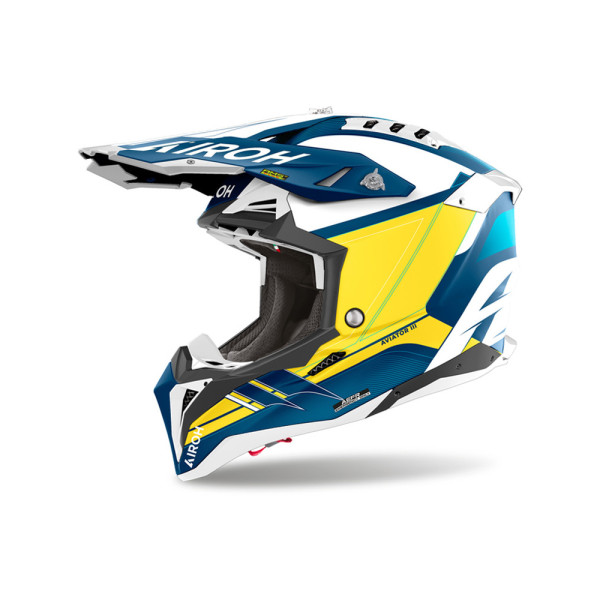 Каска ендуро Airoh Aviator 3 Glory синьо-жовта матова