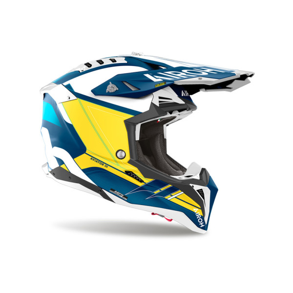 Каска ендуро Airoh Aviator 3 Glory синьо-жовта матова