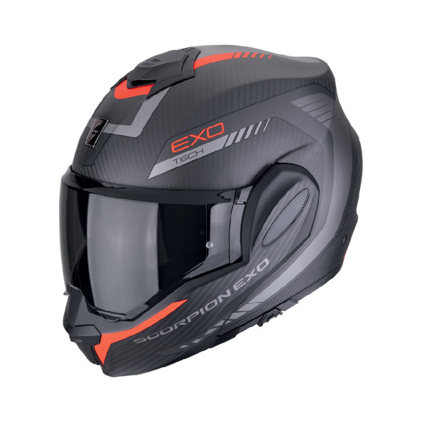 Шлем щелевий Scorpion Exo-Tech Evo Carbon Cosy чорний-червоний матовий