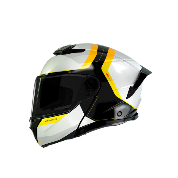 Шолом щелепний MT Atom 2 SV Emalla біло-чорно-жовтий