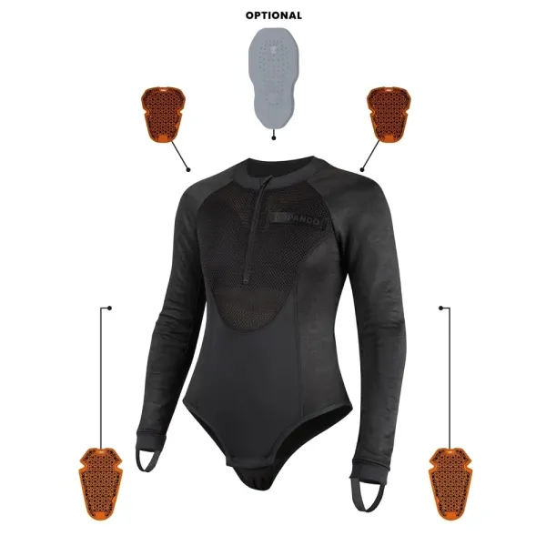 Жіноче боді з захисниками Pando Moto Bia чорне