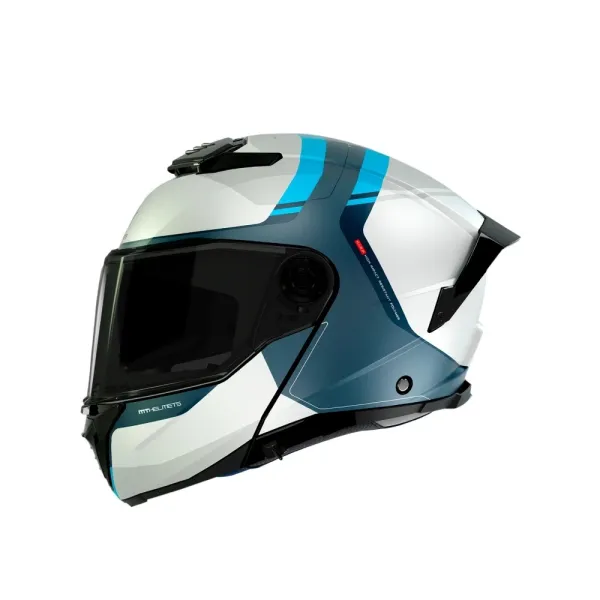 Шолом щелепний MT Atom 2 SV Emalla біло-синій матовий