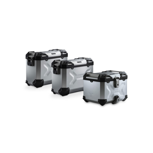 Комплект: бічні кофри + центральний кофр TRAX ADV + стійка SW-Motech BMW R 1300 GS (23-) срібні