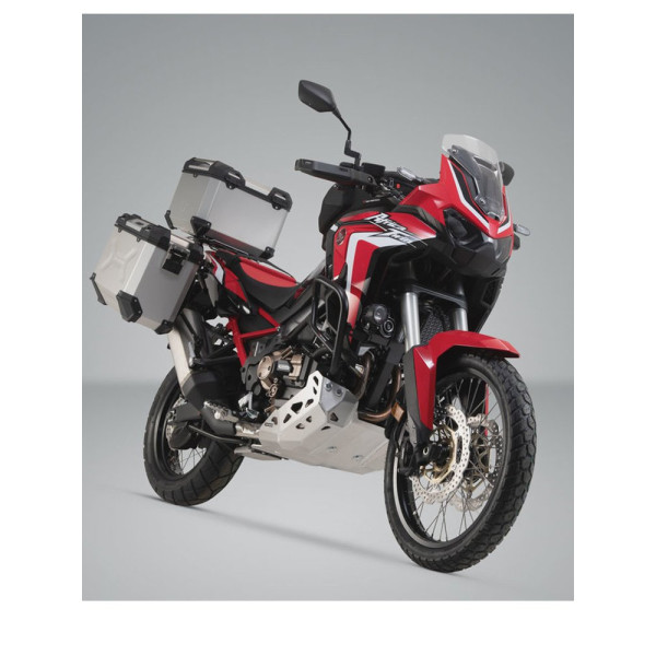 Комплект: бічні кофри + центральний кофр + кріплення TRAX ADV SW-MOTECH для мотоцикла HONDA CRF1100 L Africa Twin (19-21) срібні об'єм 45 + 37 + 38L