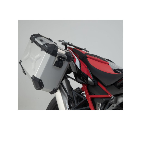 Комплект: бічні кофри + центральний кофр + кріплення TRAX ADV SW-MOTECH для мотоцикла HONDA CRF1100 L Africa Twin (19-21) срібні об'єм 45 + 37 + 38L