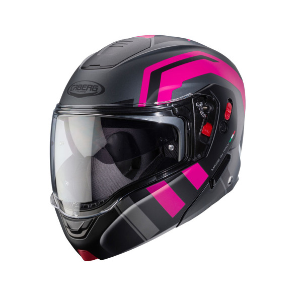 Шлем з підборіддям Caberg Horus X сірий-чорний-рожевий